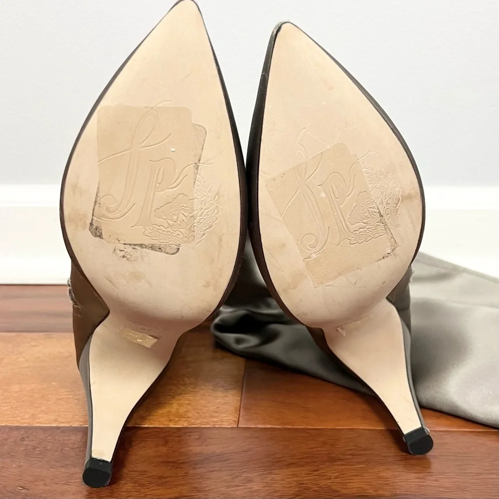 FREE PEOPLE GRAY SATIN OVER-THE-KNEE BOOTS - Picture 9 of 9